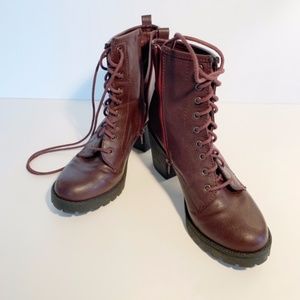 Maroon Tie Up Boots